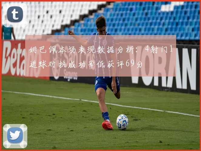 姆巴佩本场表现数据分析：4射门1进球对抗成功率低获评69分